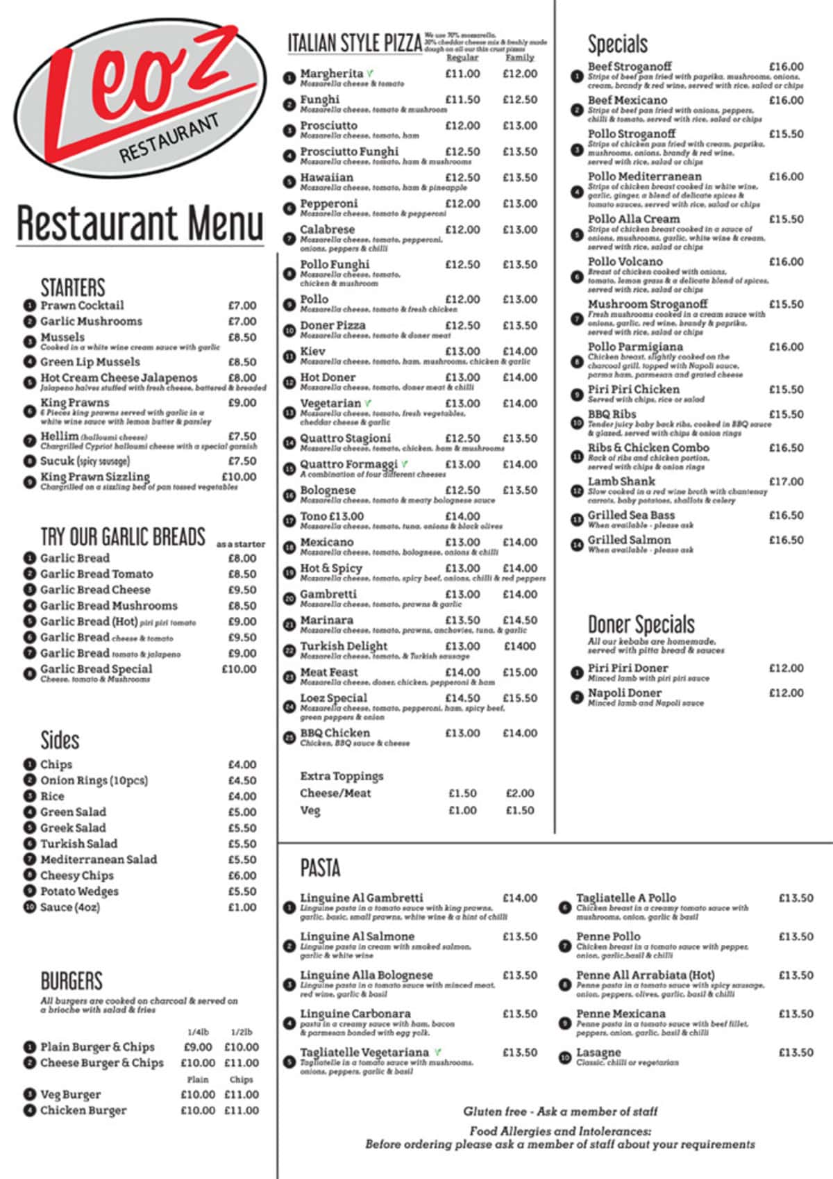 Restaurant Menu