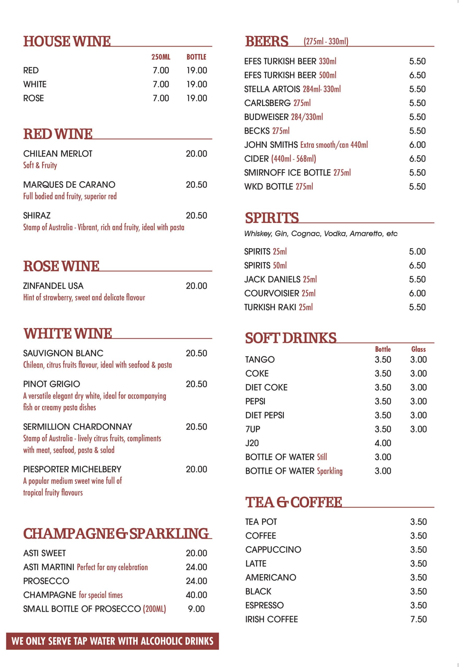 Drinks Menu Page 2